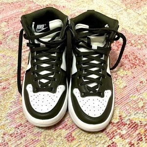 Nike Dunk Hi Up. .  White, black, and Khaki.  Size 7W.